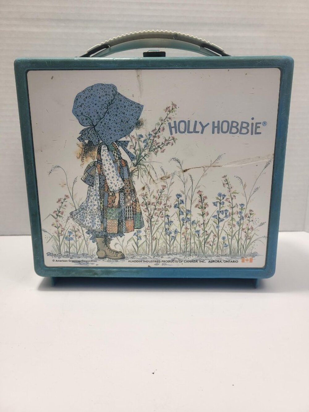 Vintage Holly Hobbie Plastic Blue Lunch Box Aladdin